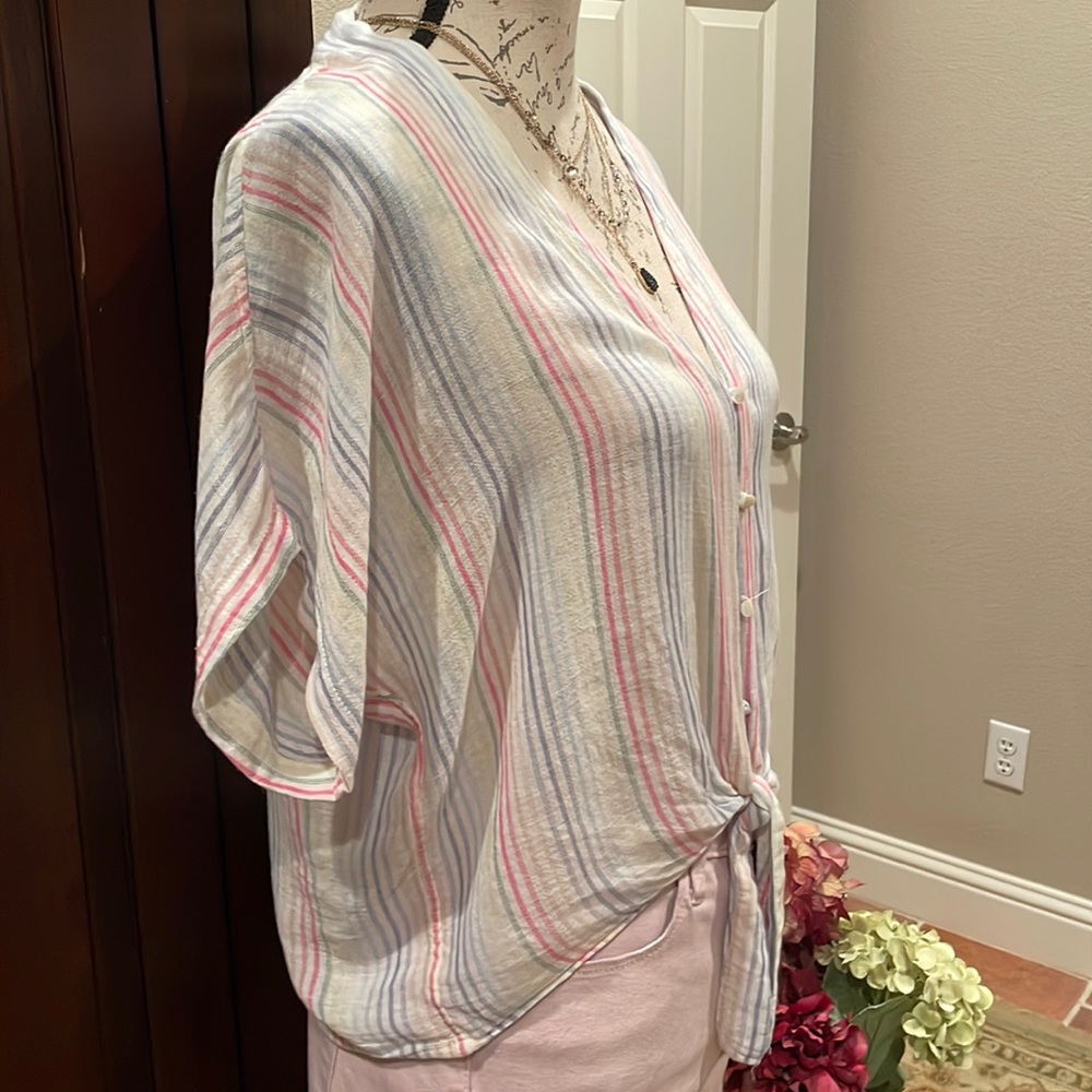 Rails Thea Isla Stripe Linen Blouse - image 6